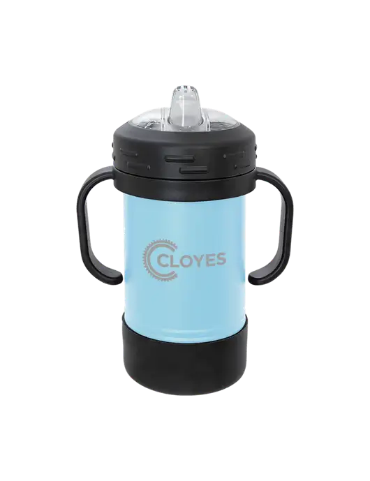 Polar Camel 10 oz Powder Coated Light Blue Sippy Cup w/Cloyes Logo