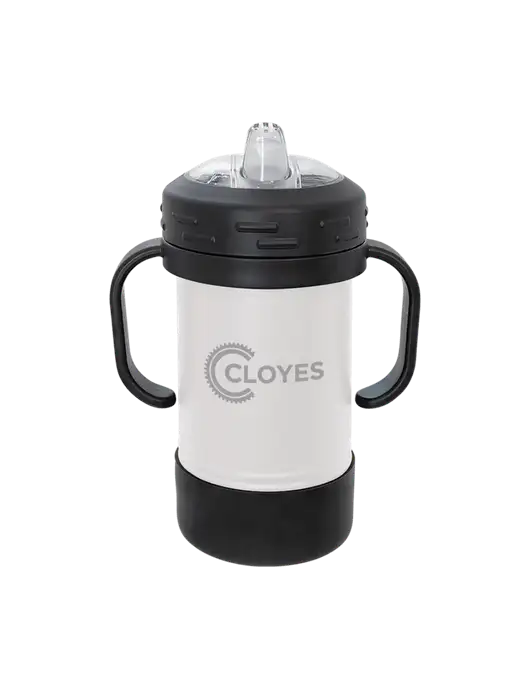 Polar Camel 10 oz Powder Coated White Sippy Cup w/Cloyes Logo