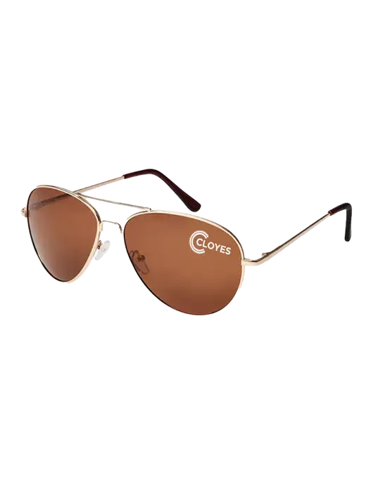 Aviator Coffee Brown with Gold Sunglasses  w/Cloyes Logo