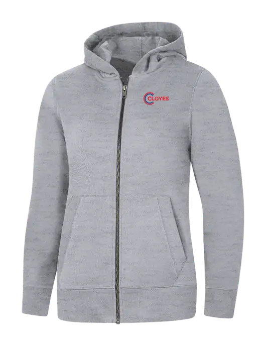Womens Light Grey Heather Re-Fleece Full-Zip Hoodie w/Cloyes Logo