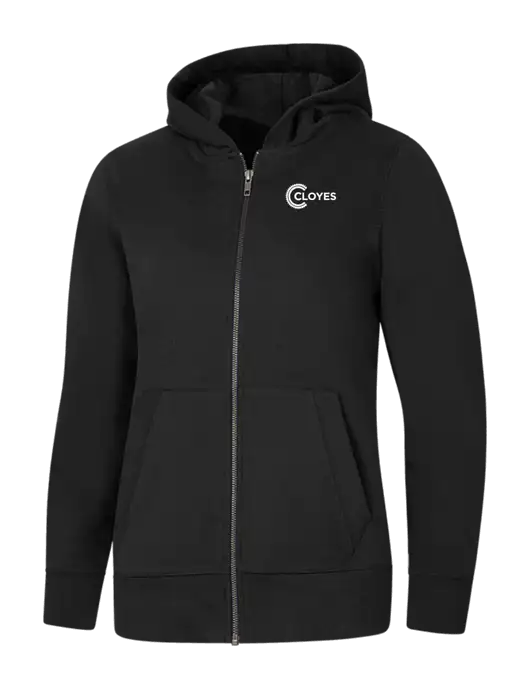 Womens Black Re-Fleece Full-Zip Hoodie w/Cloyes Logo