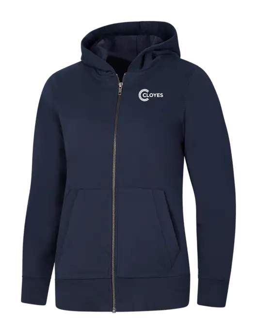 Womens Navy Re-Fleece Full-Zip Hoodie w/Cloyes Logo