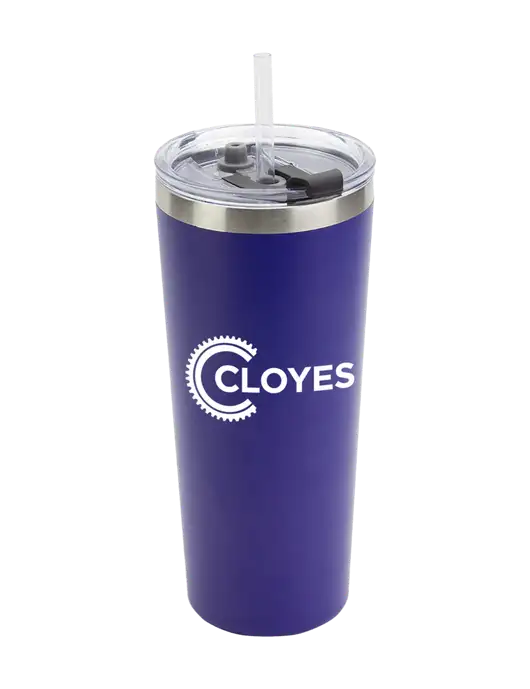 Brighton Blue 20 oz Insulated Tumbler & Straw w/Cloyes Logo