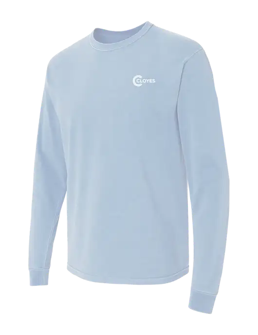 Comfort Colors Garment-Dyed Light Blue Heavyweight Long Sleeve T-Shirt w/Cloyes Logo