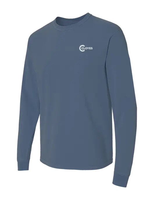 Comfort Colors Garment-Dyed Blue Slate Heavyweight Long Sleeve T-Shirt w/Cloyes Logo