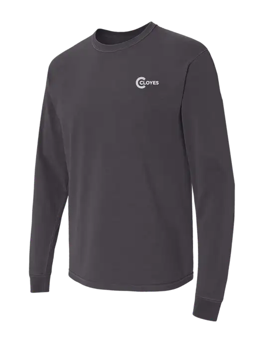 Comfort Colors Garment-Dyed Dark Grey Heavyweight Long Sleeve T-Shirt w/Cloyes Logo
