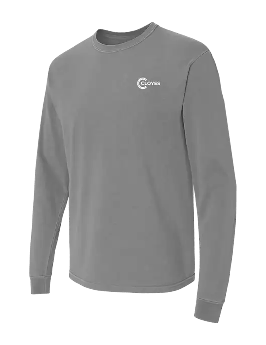 Comfort Colors Garment-Dyed Medium Grey Heavyweight Long Sleeve T-Shirt w/Cloyes Logo