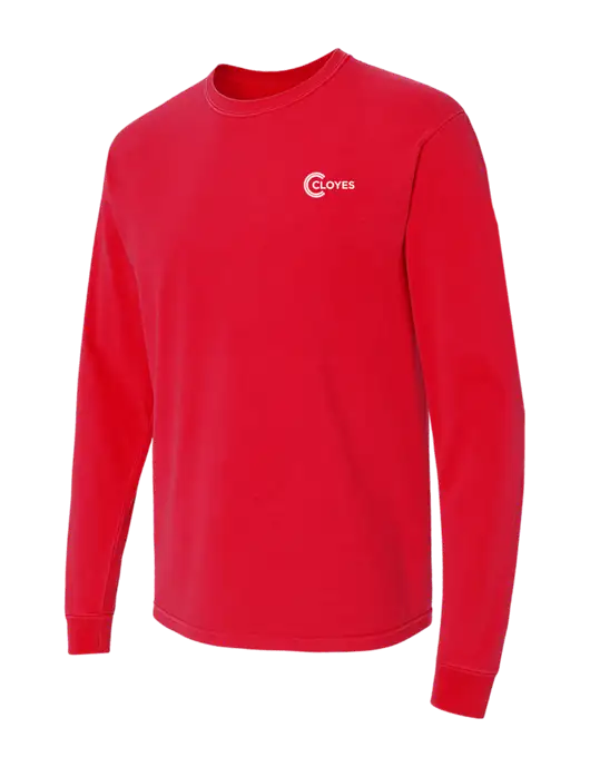 Comfort Colors Garment-Dyed Red Heavyweight Long Sleeve T-Shirt w/Cloyes Logo