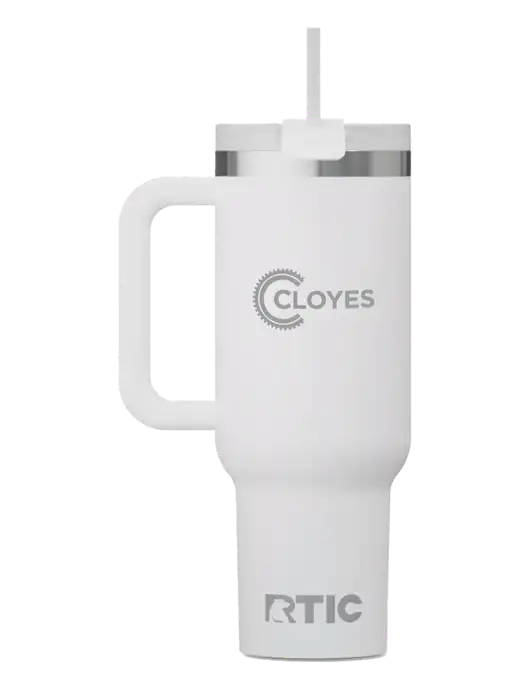 RTIC Road Trip 40 oz White Tumbler  w/Cloyes Logo
