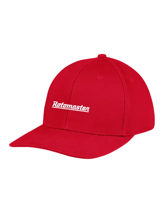 Premium Modern Structured Twill Red Snapback Cap w/Rotomaster Logo