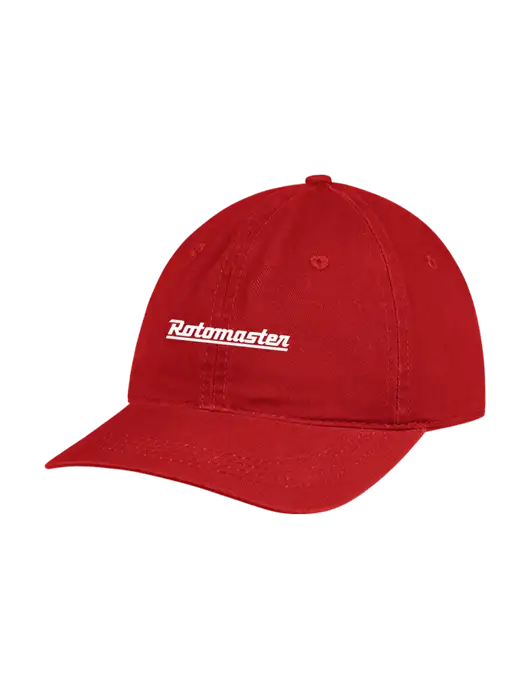 Garment Washed Unstructured Twill Red Cap w/Rotomaster Logo