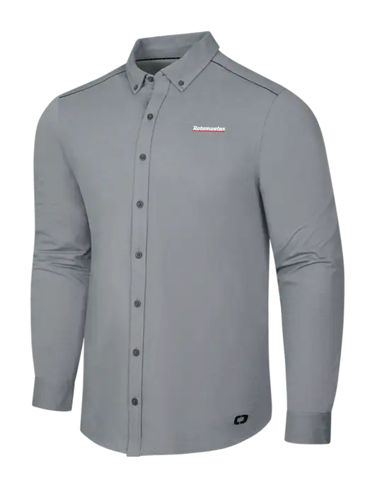 OGIO Medium Grey Heather Modern Code Stretch Button-Up Shirt w/Rotomaster Logo