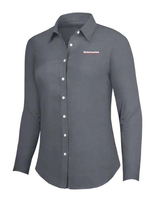 Dark Grey Womens SuperPro Oxford Shirt w/Rotomaster Logo
