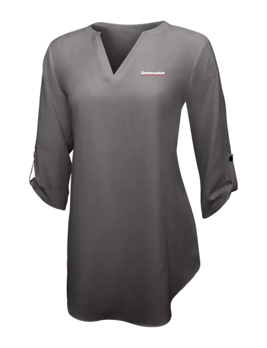 Dark Grey Womens 3/4 Sleeve Tunic Blouse w/Rotomaster Logo