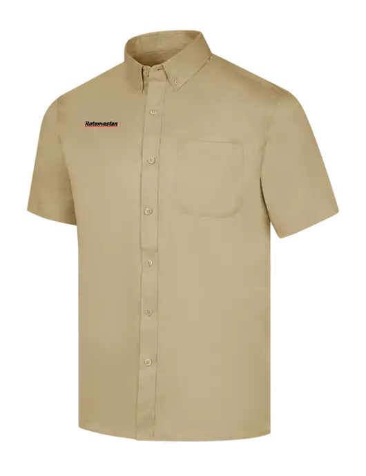 Short Sleeve Dark Tan Superpro React Twill Shirt w/Rotomaster Logo