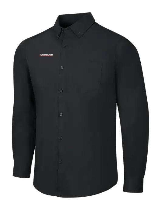 Black Long Sleeve Carefree Poplin Shirt w/Rotomaster Logo