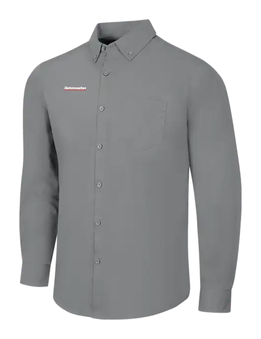 Medium Grey Long Sleeve Carefree Poplin Shirt w/Rotomaster Logo