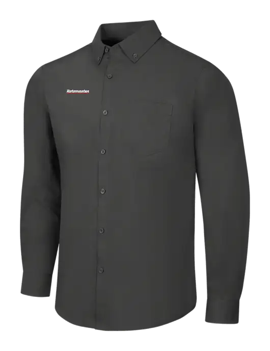 Dark Grey Long Sleeve Carefree Poplin Shirt w/Rotomaster Logo