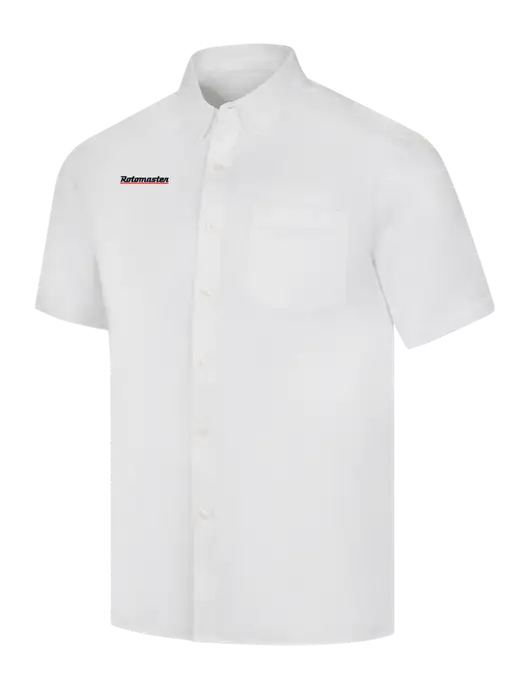 Short Sleeve White Superpro React Twill Shirt w/Rotomaster Logo