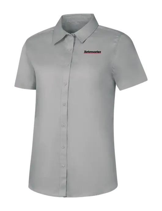 Womens Light Grey Short Sleeve Superpro React Twill Shirt w/Rotomaster Logo