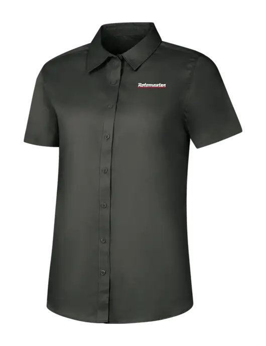 Womens Dark Grey Short Sleeve Superpro React Twill Shirt w/Rotomaster Logo
