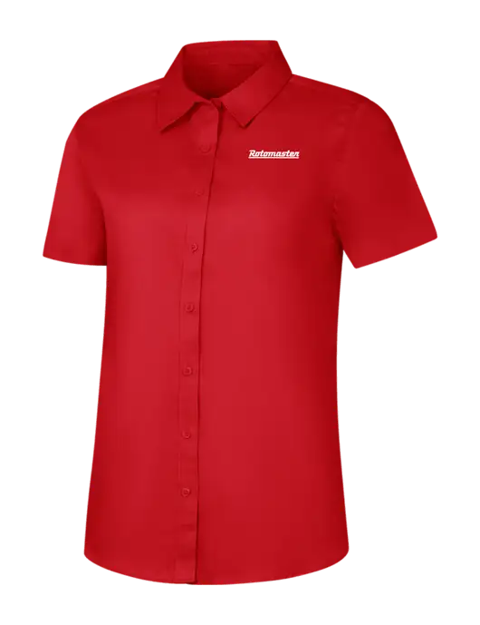 Womens Red Short Sleeve Superpro React Twill Shirt w/Rotomaster Logo