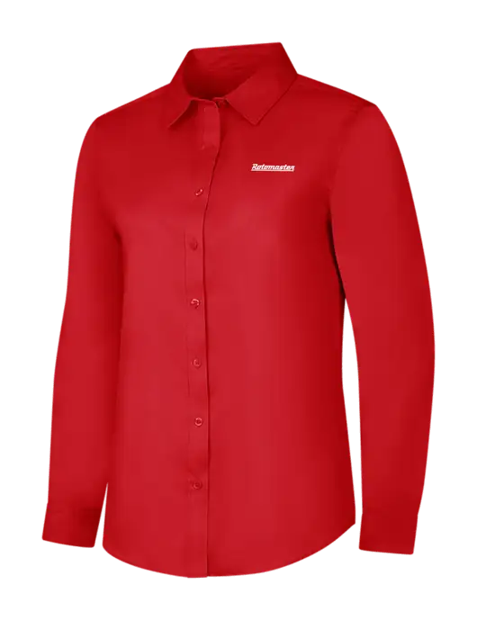 Red Womens Long Sleeve Superpro React Twill Shirt w/Rotomaster Logo