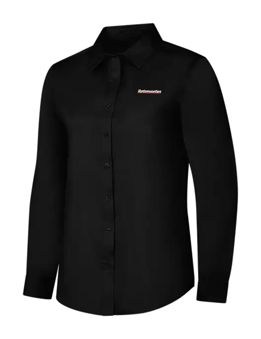 Womens Black Long Sleeve Superpro React Twill Shirt w/Rotomaster Logo