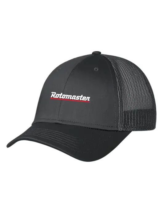 Charcoal Mesh Trucker Cap Snap Back w/Rotomaster Logo