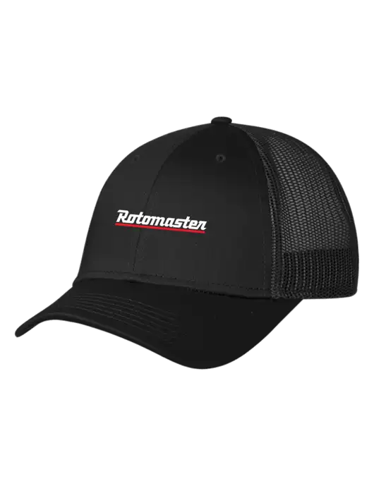 Black Mesh Trucker Cap Snap Back w/Rotomaster Logo