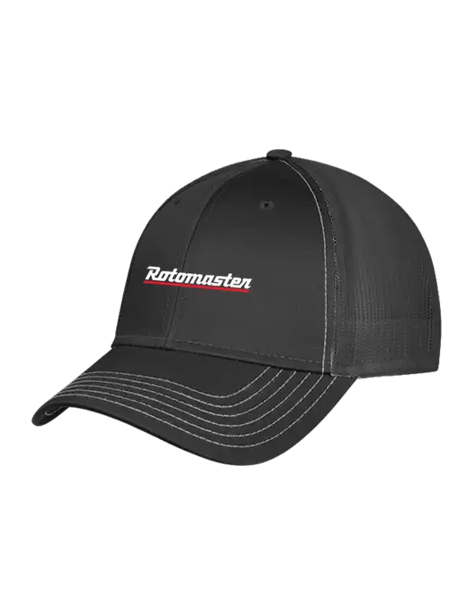 Charcoal Grey Mesh Trucker Cap Snap Back w/Rotomaster Logo