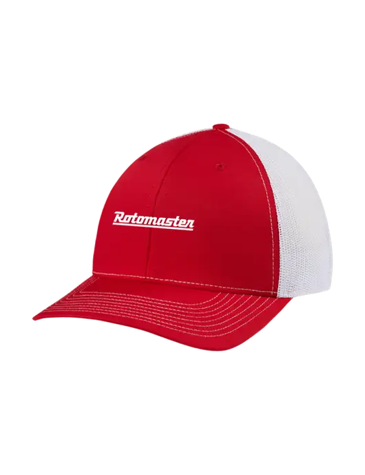 Richardson Adjustable Snapback Original 112 Trucker Cap Red w/White Mesh w/Rotomaster Logo