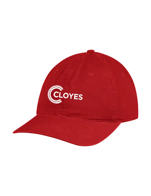 Garment Washed Unstructured Twill Red Cap w/Cloyes Logo