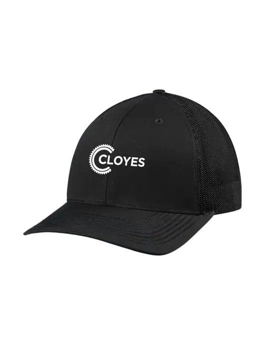 Richardson Adjustable Snapback Original 112 Trucker Cap Black w/Black Mesh w/Cloyes Logo