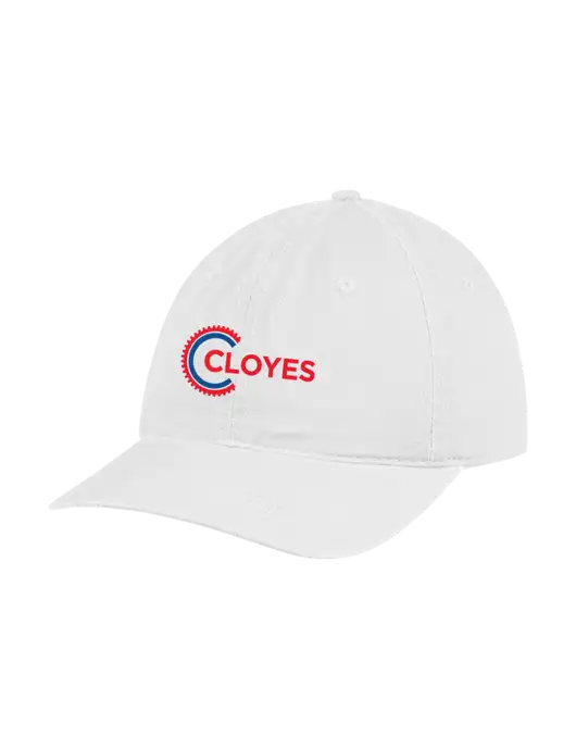 Garment Washed Unstructured Twill White Cap w/Cloyes Logo
