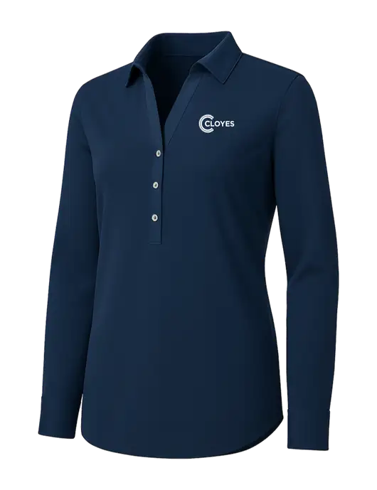 Womens Navy City Stretch Shirt w/Cloyes Logo
