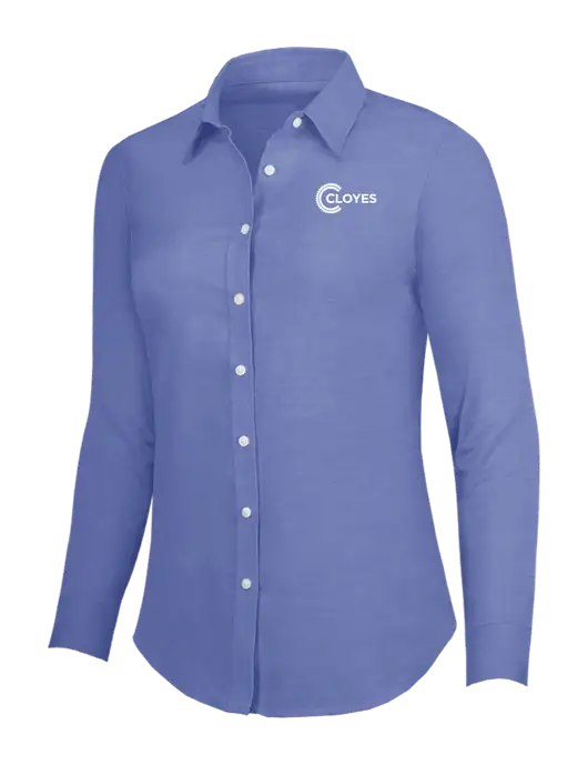 Navy Womens SuperPro Oxford Shirt w/Cloyes Logo
