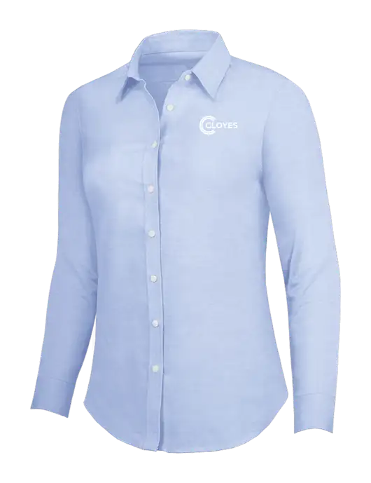 Light Blue Womens SuperPro Oxford Shirt w/Cloyes Logo
