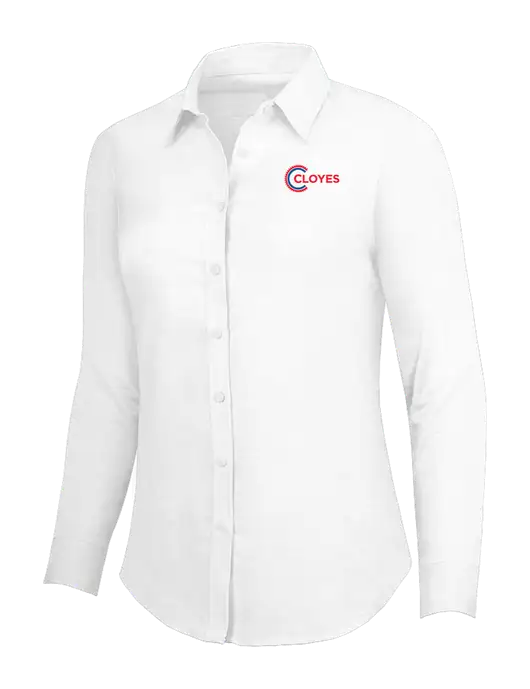 White Womens SuperPro Oxford Shirt w/Cloyes Logo