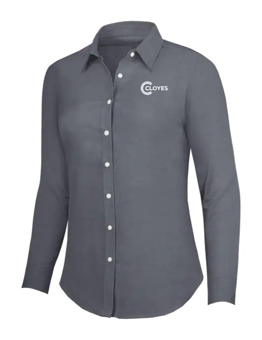 Dark Grey Womens SuperPro Oxford Shirt w/Cloyes Logo