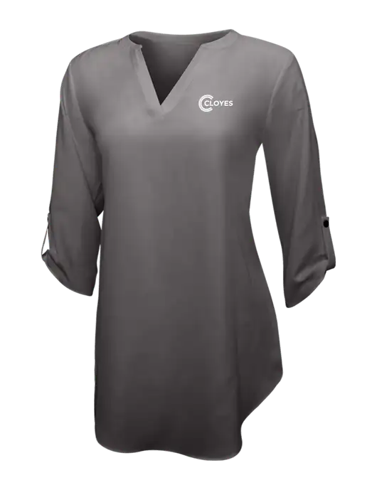 Dark Grey Womens 3/4 Sleeve Tunic Blouse w/Cloyes Logo