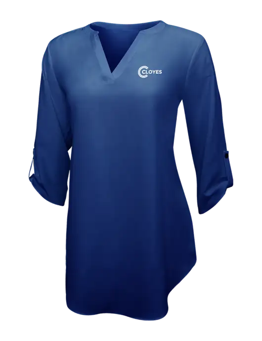 Dark Royal Womens 3/4 Sleeve Tunic Blouse w/Cloyes Logo