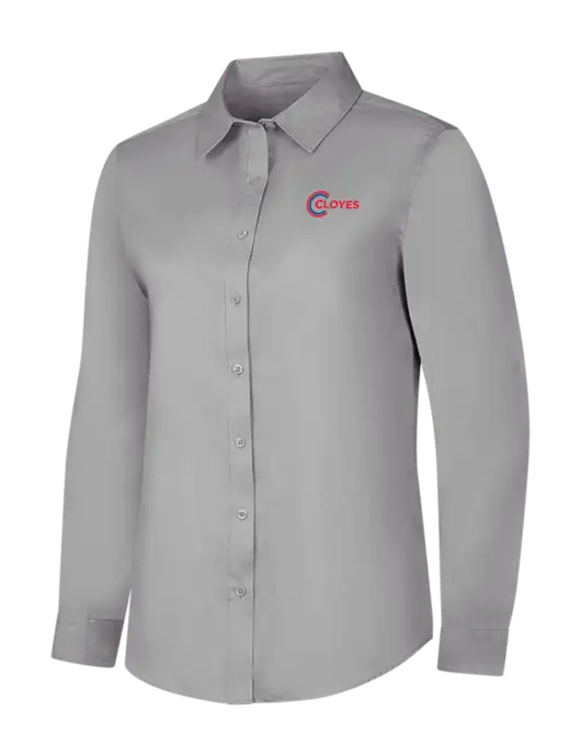 Light Grey Womens Long Sleeve Superpro React Twill Shirt w/Cloyes Logo