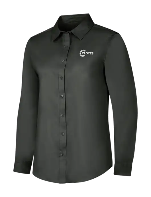 Dark Grey Womens Long Sleeve Superpro React Twill Shirt w/Cloyes Logo