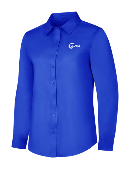 Womens Long Sleeve Dark Royal Superpro React Twill Shirt w/Cloyes Logo