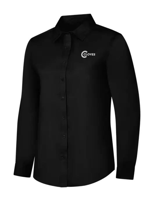 Womens Black Long Sleeve Superpro React Twill Shirt w/Cloyes Logo