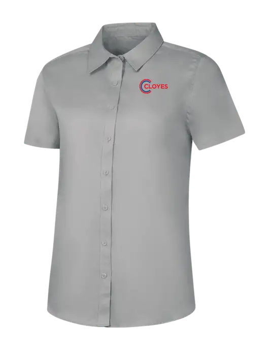 Womens Light Grey Short Sleeve Superpro React Twill Shirt w/Cloyes Logo