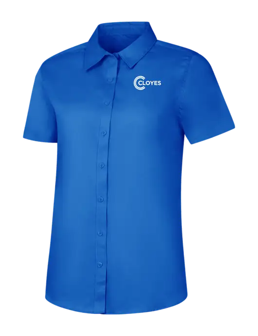 Womens Short Sleeve Royal Blue Superpro React Twill Shirt w/Cloyes Logo