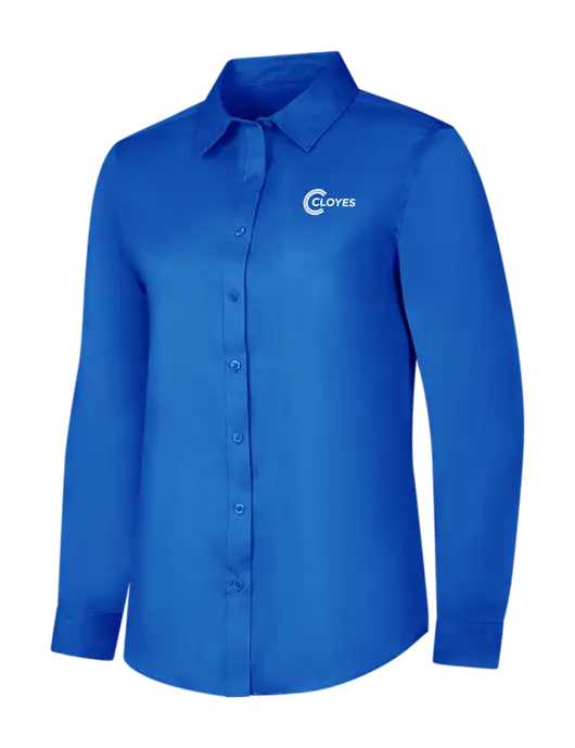 Womens Long Sleeve Royal Blue Superpro React Twill Shirt w/Cloyes Logo