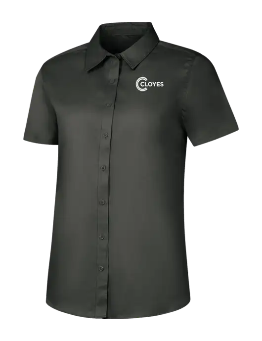 Womens Dark Grey Short Sleeve Superpro React Twill Shirt w/Cloyes Logo